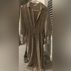 Melloday Leopard Print Button-Down Dress